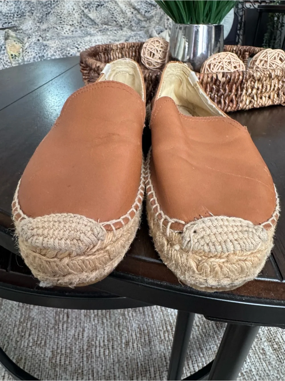 Soludos Tan Leather Espadrille Slip-Ons